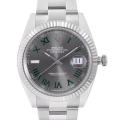 Rolex Datejust 41 Steel 18k White Gold Wimbledon Dial Automatic Men Watch 126334
