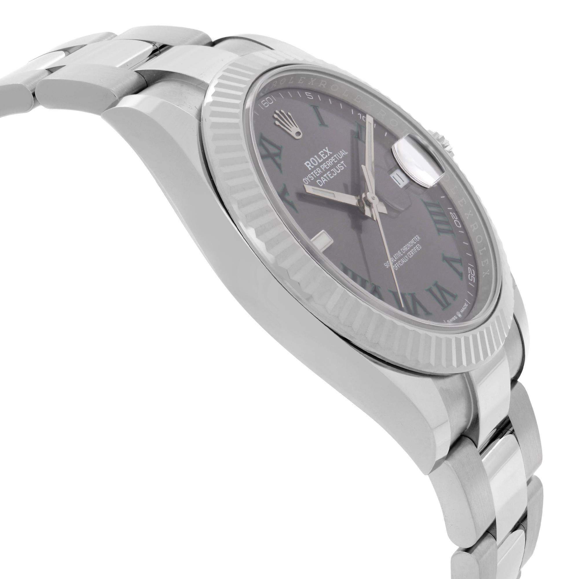 Rolex Datejust 41 Steel 18k White Gold Wimbledon Dial Automatic Men Watch 126334 Pour hommes en vente