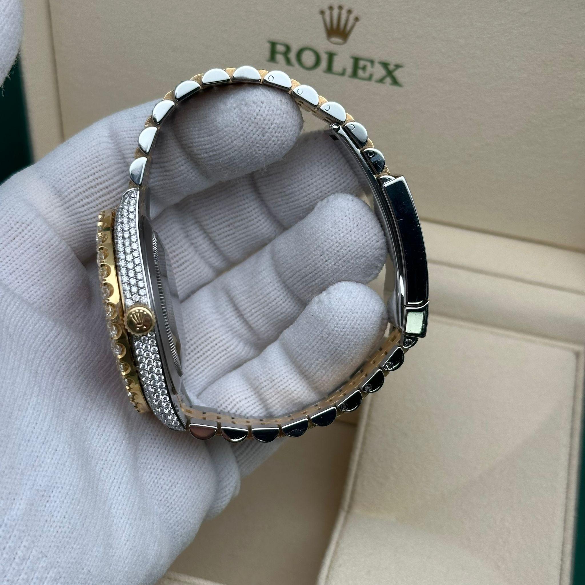 Rolex Datejust 41 18K Gold SteelCustom Fully Iced Out Jubilee Watch 126333 For Sale 3