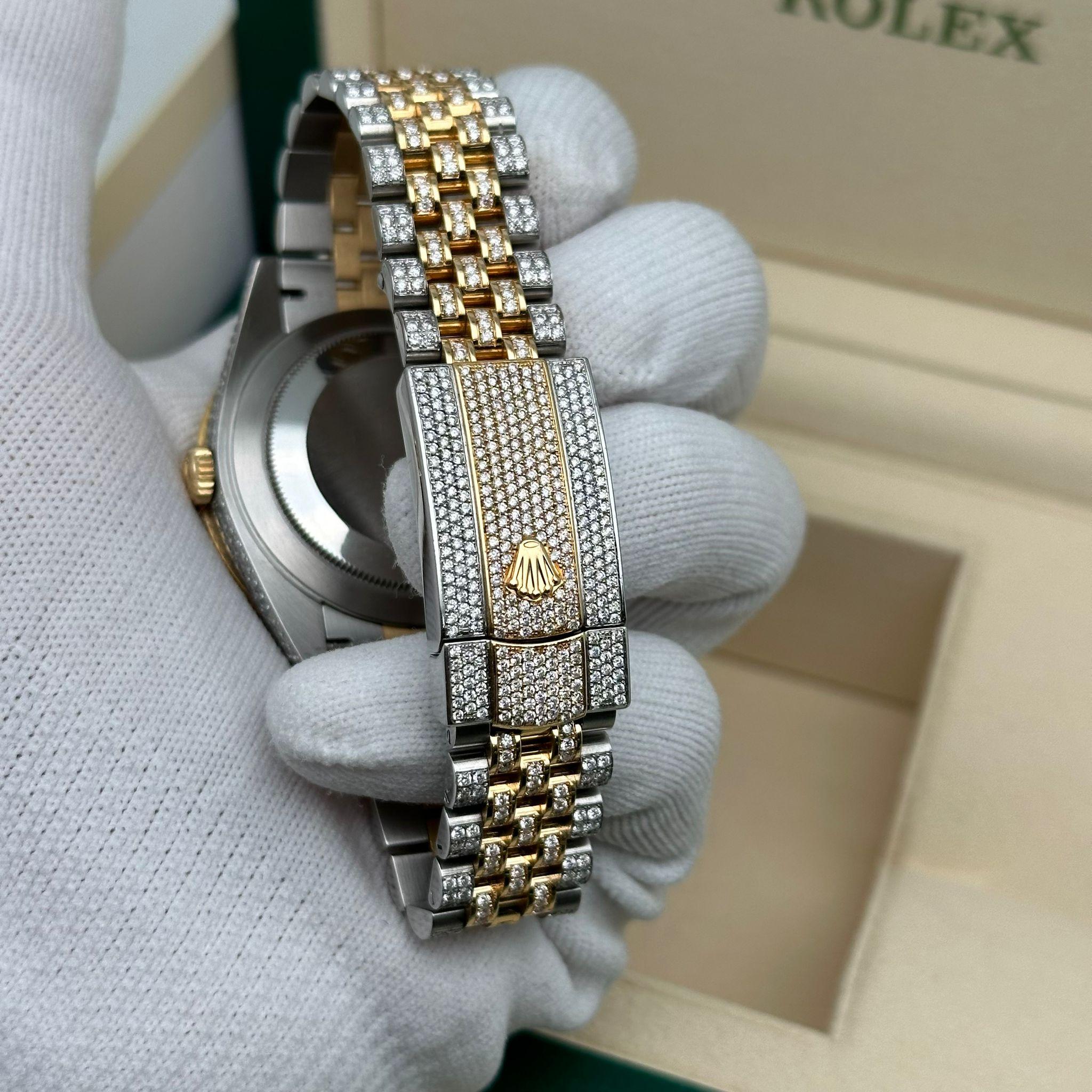 Rolex Datejust 41 18K Gold SteelCustom Fully Iced Out Jubilee Watch 126333 For Sale 4