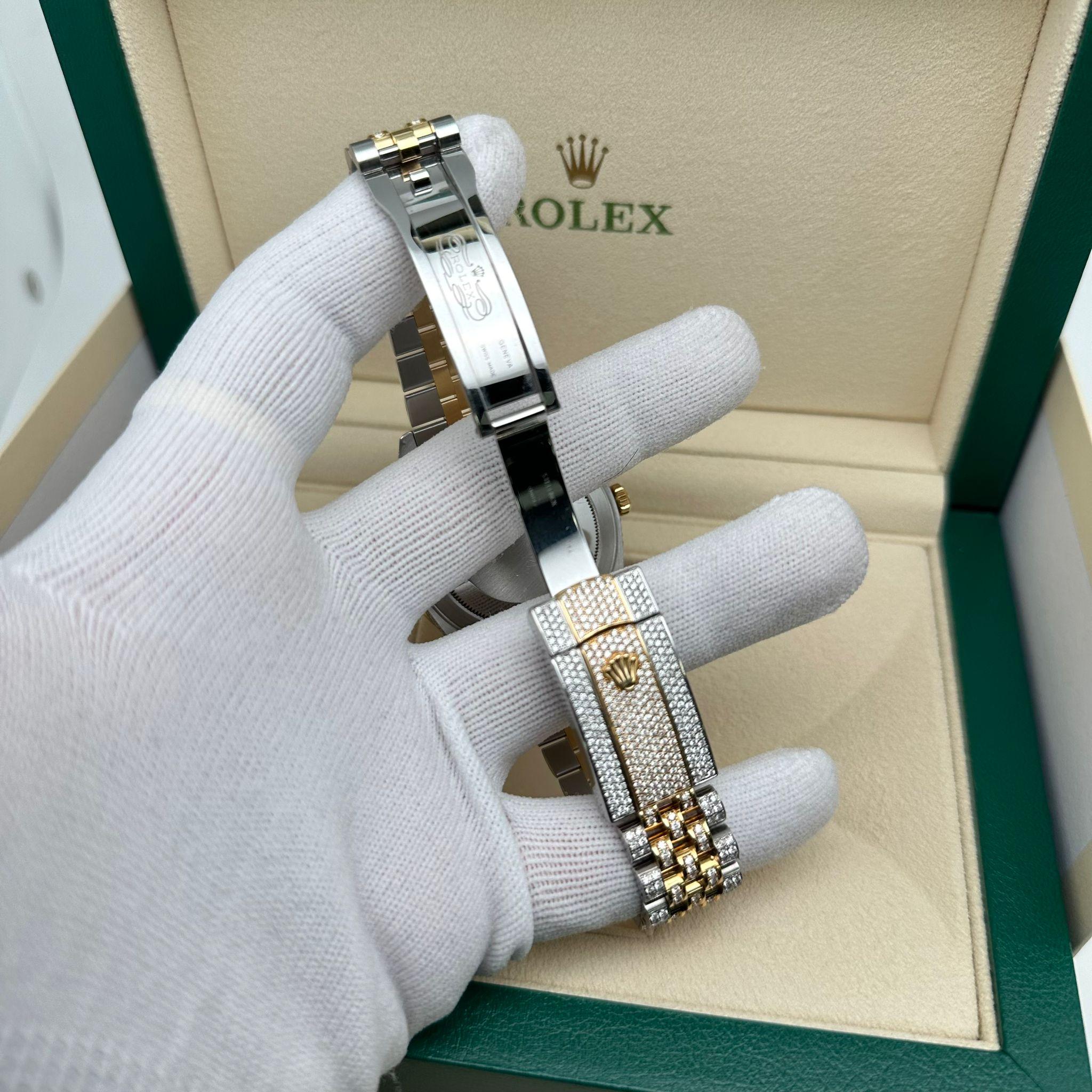 Rolex Datejust 41 18K Gold SteelCustom Fully Iced Out Jubilee Watch 126333 For Sale 5