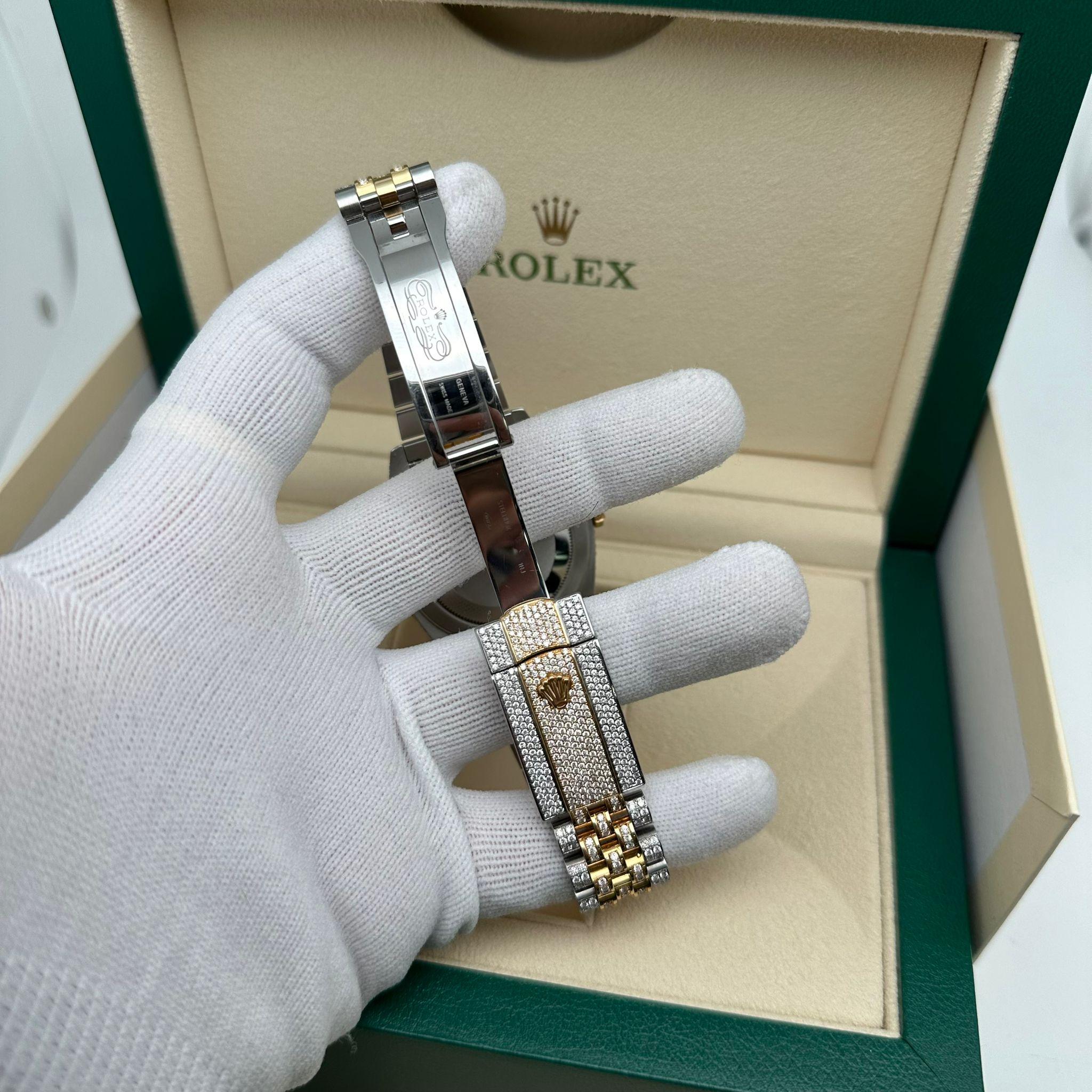 Rolex Datejust 41 18K Gold SteelCustom Fully Iced Out Jubilee Watch 126333 For Sale 6