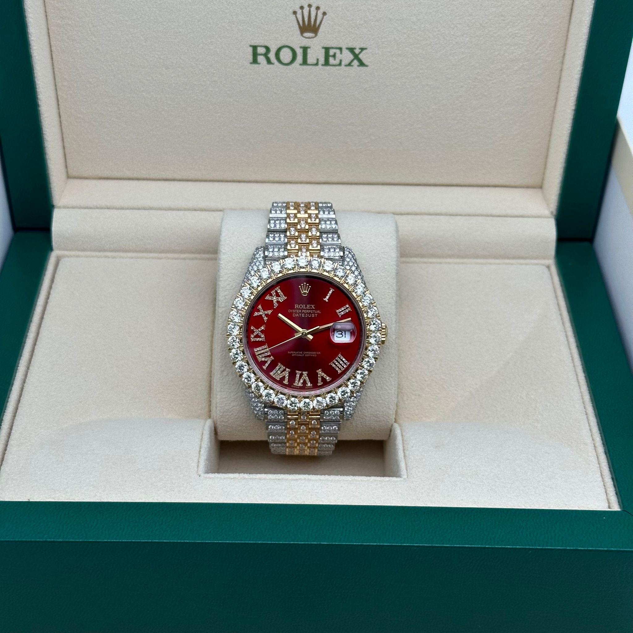 Custom diamonds totaling approximately 14.38cttw Color: G-H Clarity: VS-SI. Comes with a Rolex box and a 2017 card. 

* Free Shipping within the USA
* Three-year warranty coverage
* Kindly be aware that international buyers must cover any customs