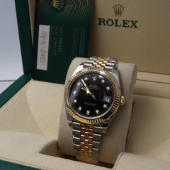 Rolex Datejust 41 Steel 18K Yellow Gold Black Diamond Dial Men’s Watch 126333
