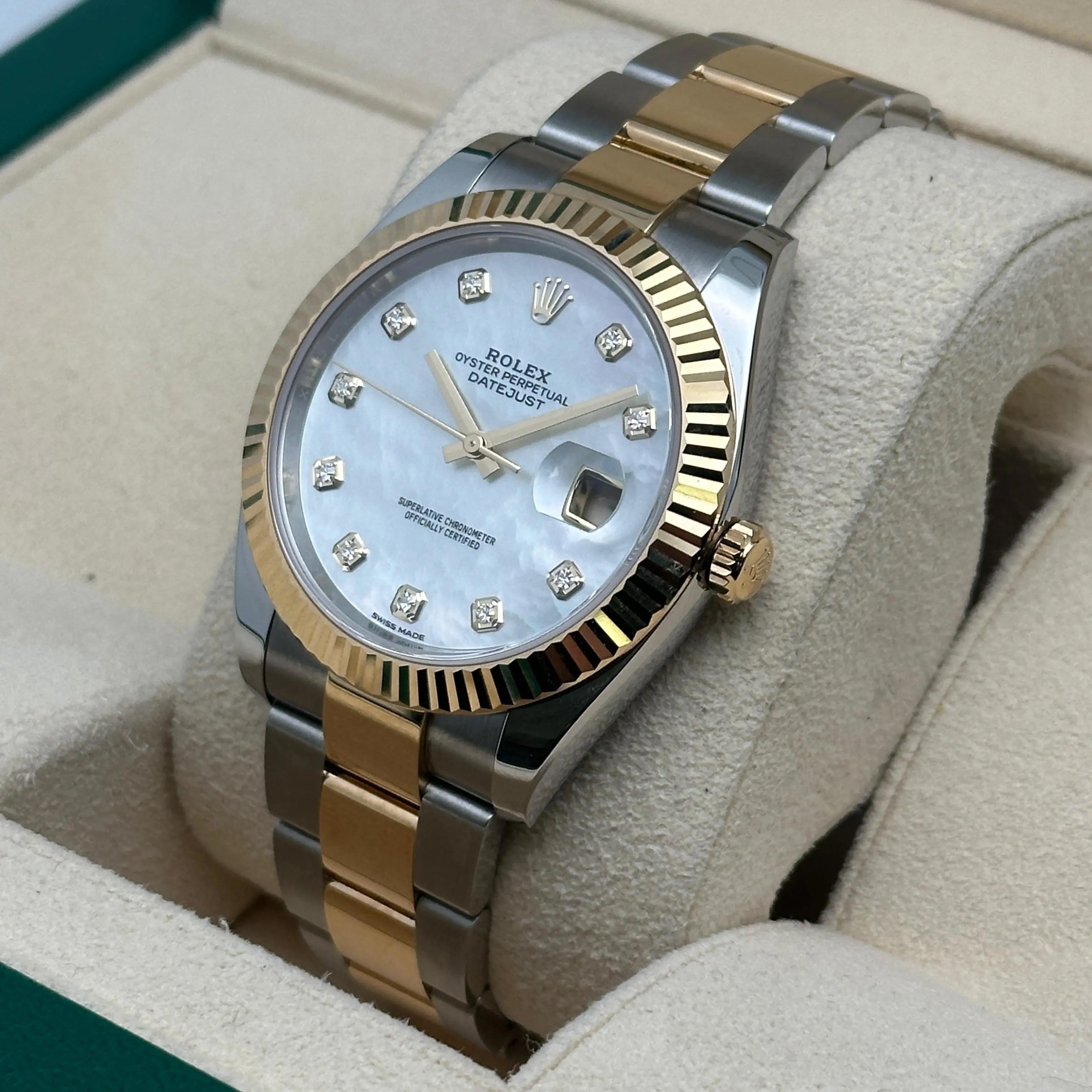 Rolex Datejust 41 Steel 18K Yellow Gold MOP Diamond Mens Automatic Watch 126333 In Excellent Condition For Sale In New York, NY