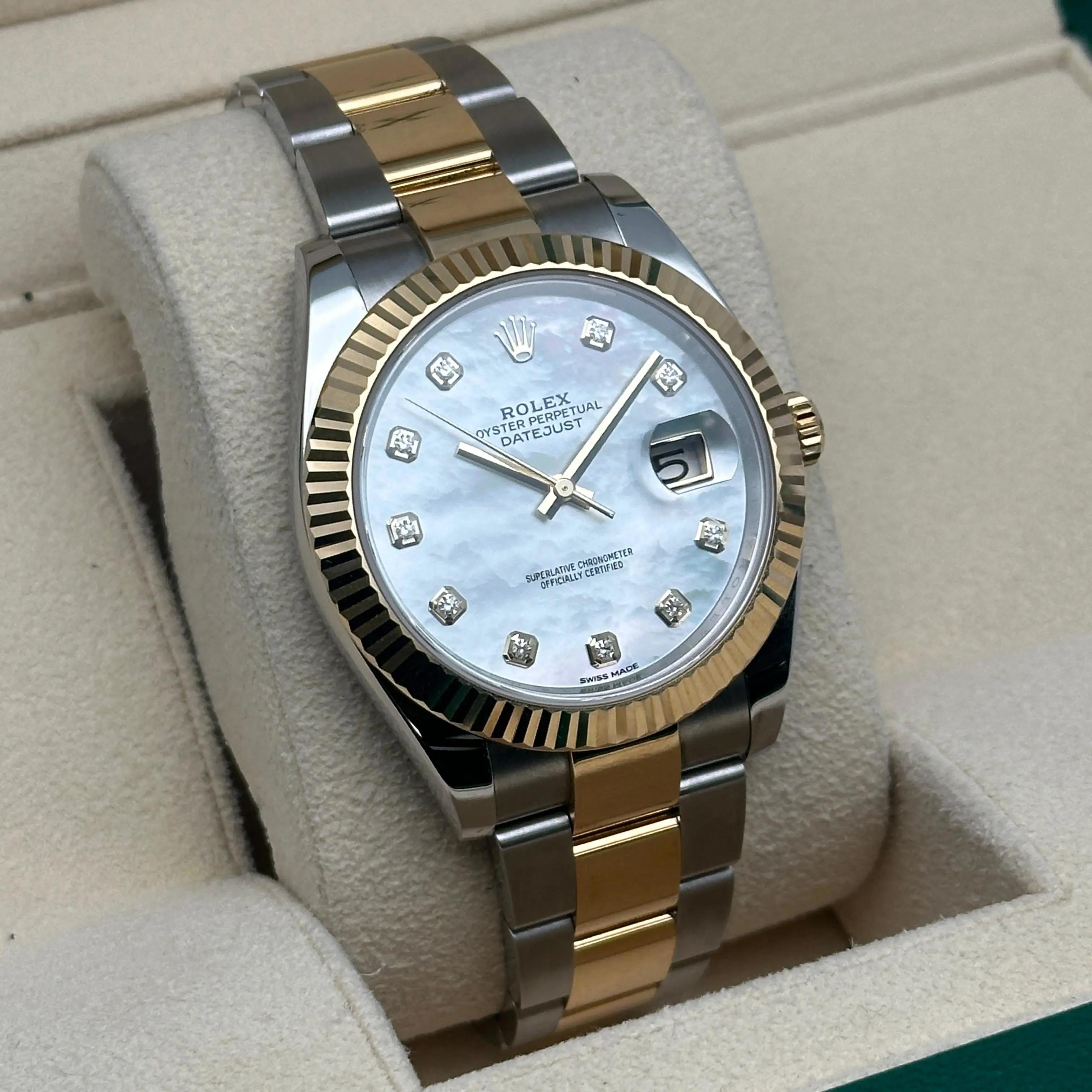 Men's Rolex Datejust 41 Steel 18K Yellow Gold MOP Diamond Mens Automatic Watch 126333 For Sale