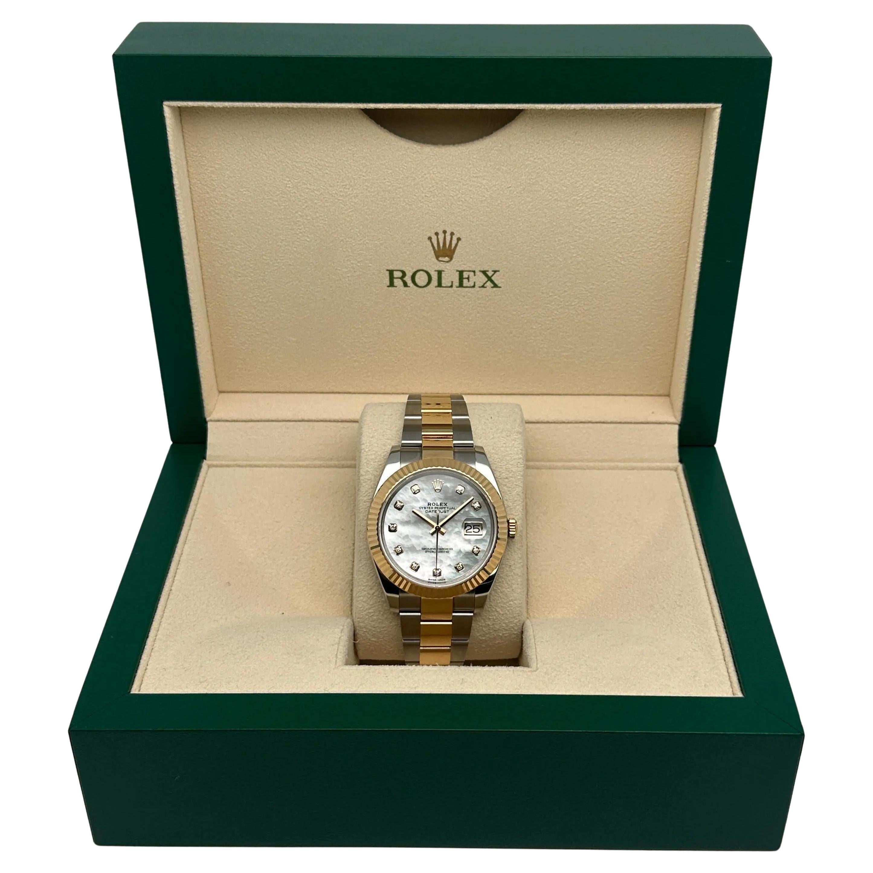 Rolex Datejust 41 Steel 18K Yellow Gold MOP Diamond Mens Automatic Watch 126333