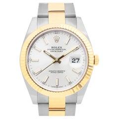 Rolex Datejust 41 Stahl 18K Gelbgold Weißes Zifferblatt Automatik-Herrenuhr 126333