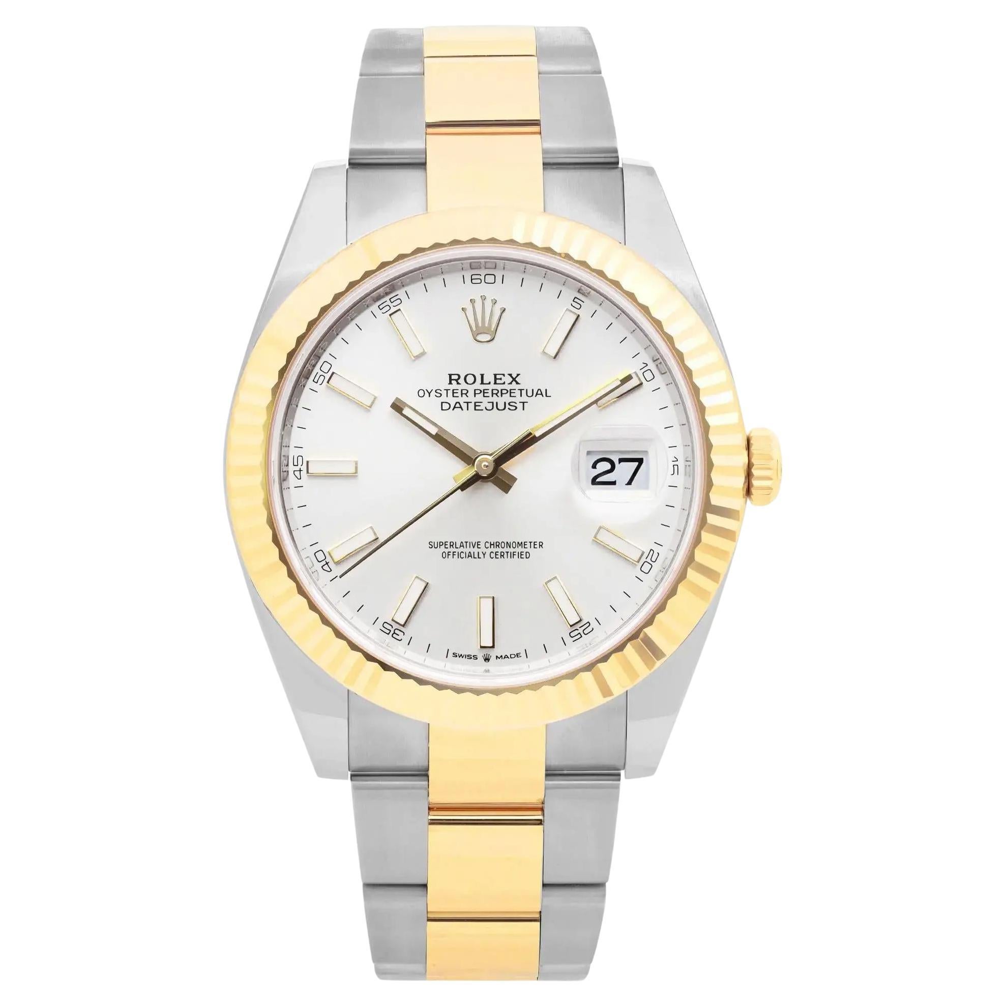 Rolex Datejust 41 Steel 18K Yellow Gold White Dial Automatic Mens Watch 126333 For Sale