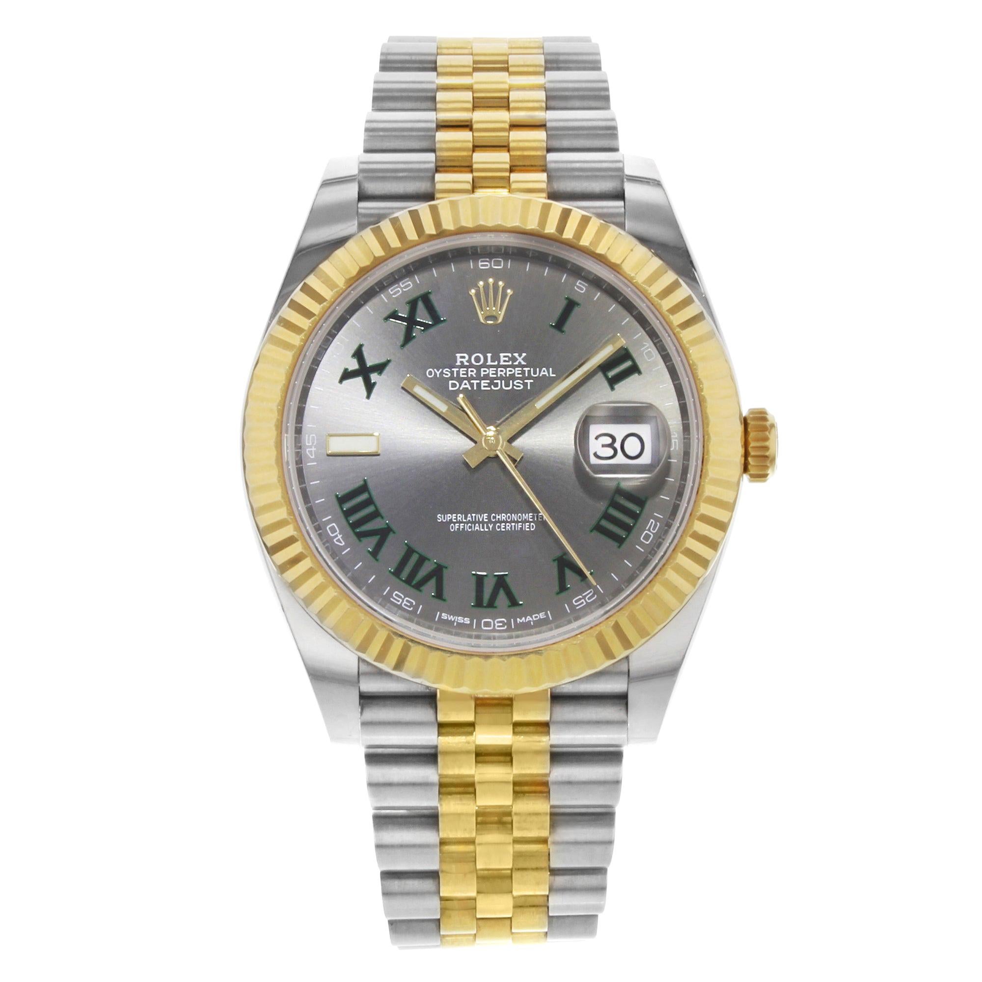 Rolex Datejust 41 Steel 
18k Yellow Gold Wimbledon Dial Mens Watch 126333 Slgrj