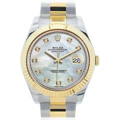 Rolex Datejust 41 Steel and 18 Karat Yellow Gold MOP Diamond Men's Watch 126333