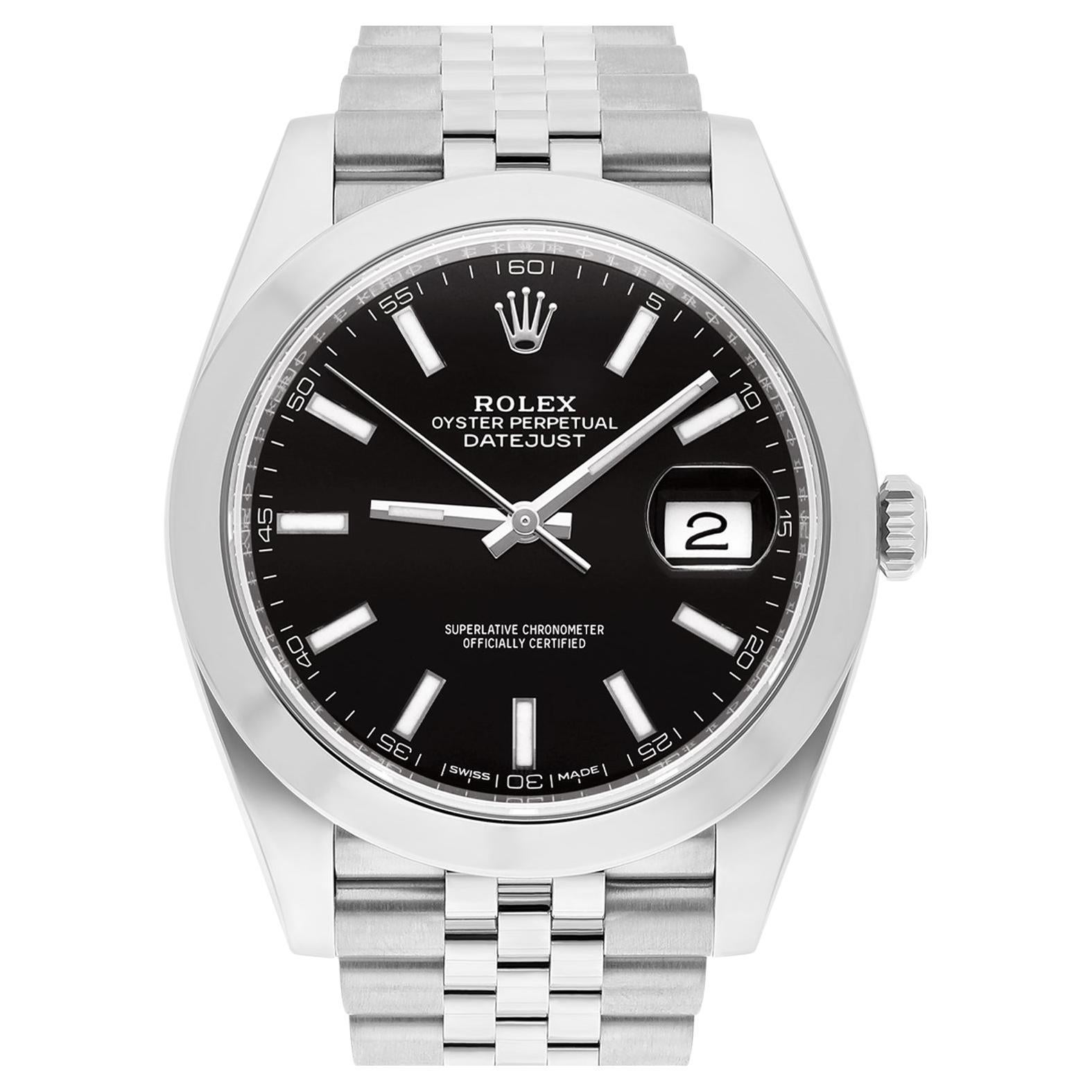 Rolex Datejust 41 Steel Black Index Dial Mens Watch Jubilee Band 126300