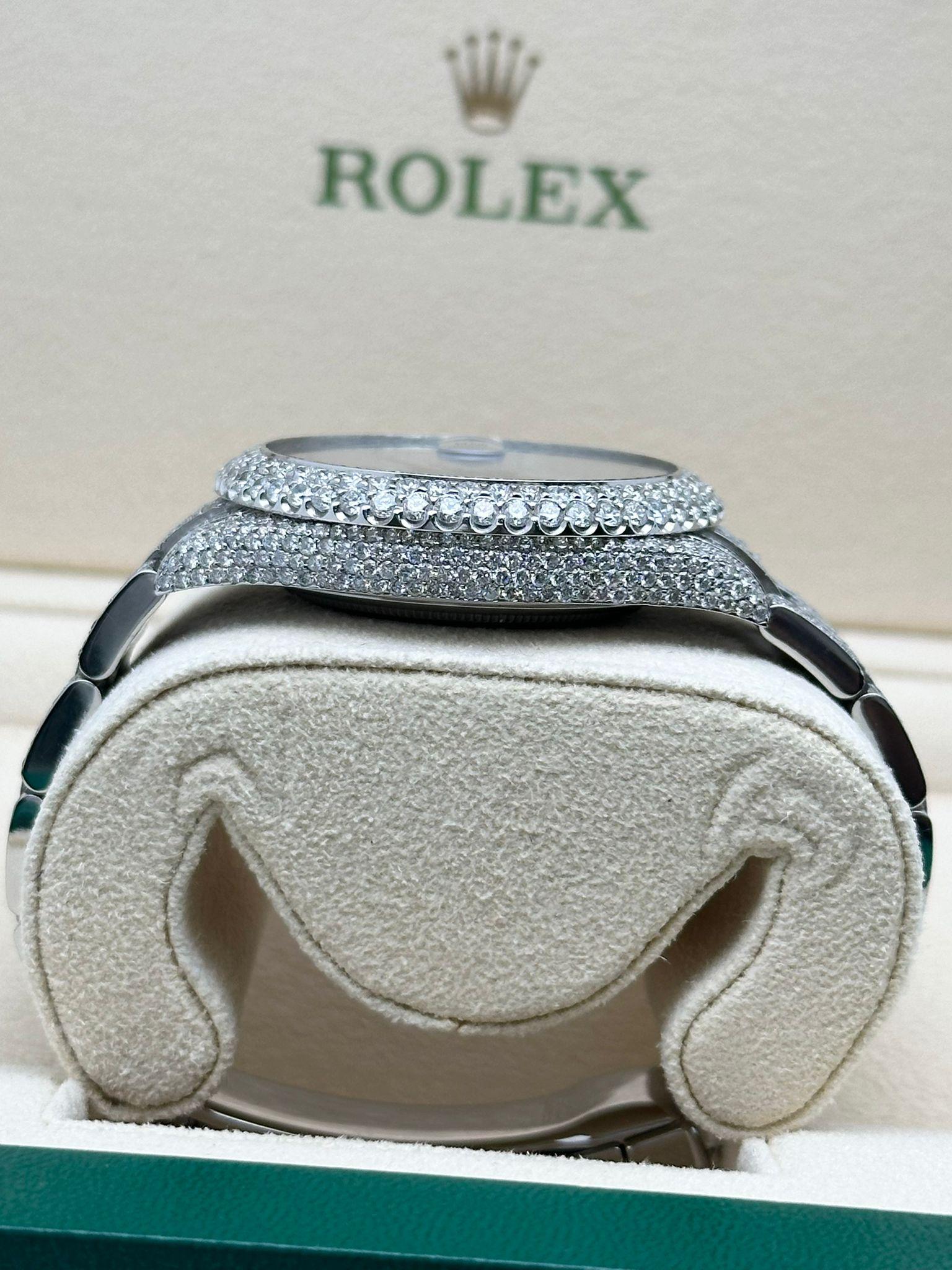 Rolex Datejust 41 Steel Custom Fully Iced Out Blue Dial Watch 126300 For Sale 1