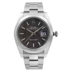 Rolex Datejust 41 Stahl dunkel Rhodium Zifferblatt Automatik Herrenuhr 126300