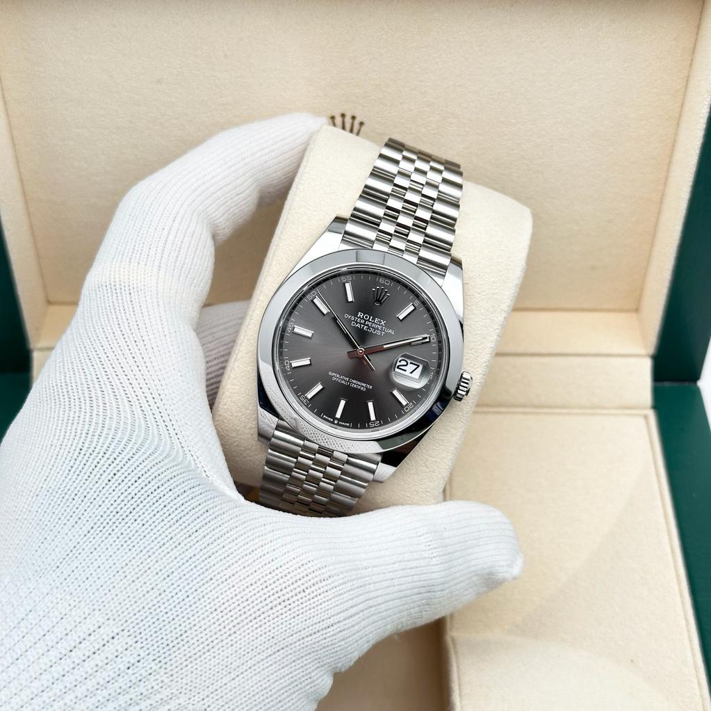 Rolex Datejust 41 Steel Dark Rhodium Dial Jubilee Men's Watch 126300 For Sale 5