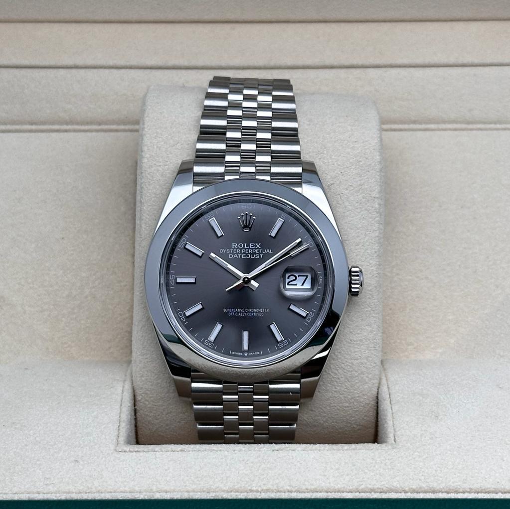 Rolex Datejust 41 Steel Dark Rhodium Dial Jubilee Men's Watch 126300 For Sale 6