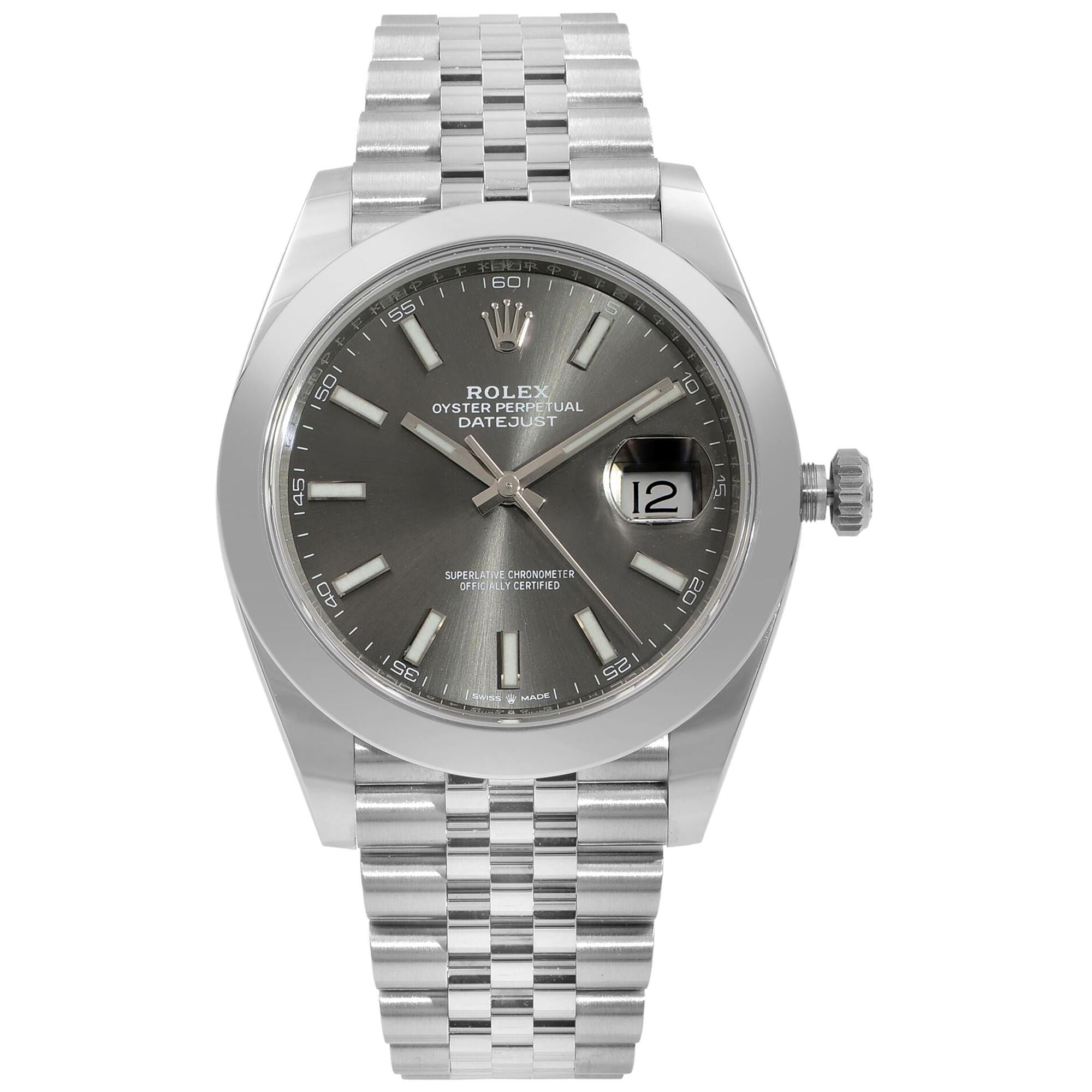 Rolex Datejust 41 Steel Dark Rhodium Dial Jubilee Men's Watch 126300 For Sale