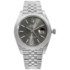 Rolex Datejust 41 Steel Dark Rhodium Dial Jubilee Men's Watch 126300
