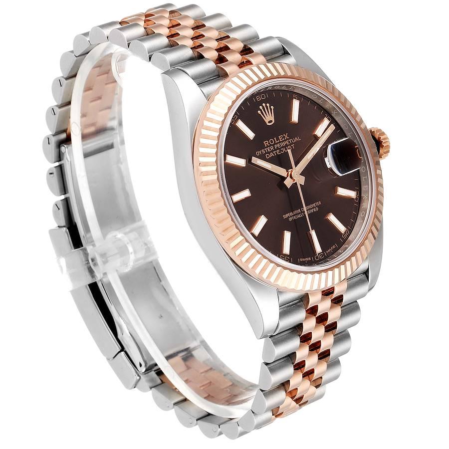 Rolex Datejust 41 Steel Everose Gold Chocolate Dial Watch 126331 Box Card In Excellent Condition For Sale In Atlanta, GA