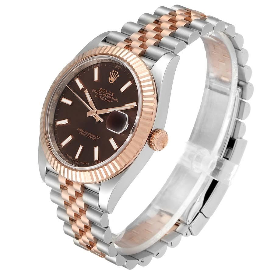 Men's Rolex Datejust 41 Steel Everose Gold Chocolate Dial Watch 126331 Box Card