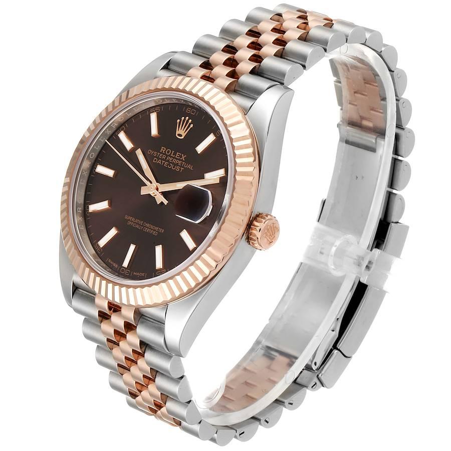 Men's Rolex Datejust 41 Steel Everose Gold Chocolate Dial Watch 126331 Box Card For Sale