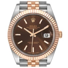 Rolex Datejust 41 Steel Everose Gold Chocolate Dial Watch 126331 Box Card