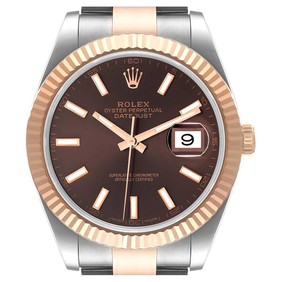 Rolex Datejust 41 Steel Everose Gold Chocolate Dial Watch 126331 Box Card For Sale