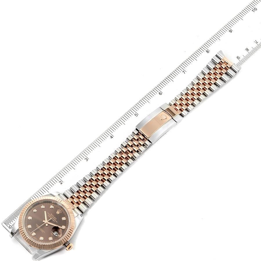 Rolex Datejust 41 Steel Everose Gold Chocolate Diamond Dial Watch 126331 For Sale 6