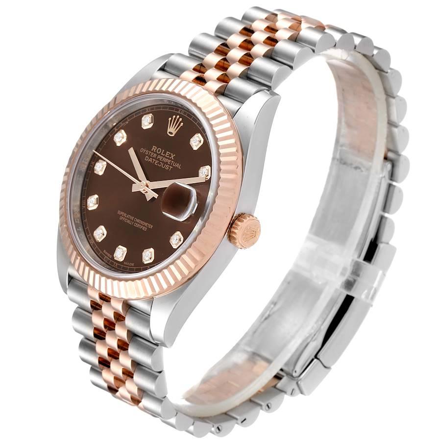 Men's Rolex Datejust 41 Steel Everose Gold Chocolate Diamond Dial Watch 126331 For Sale