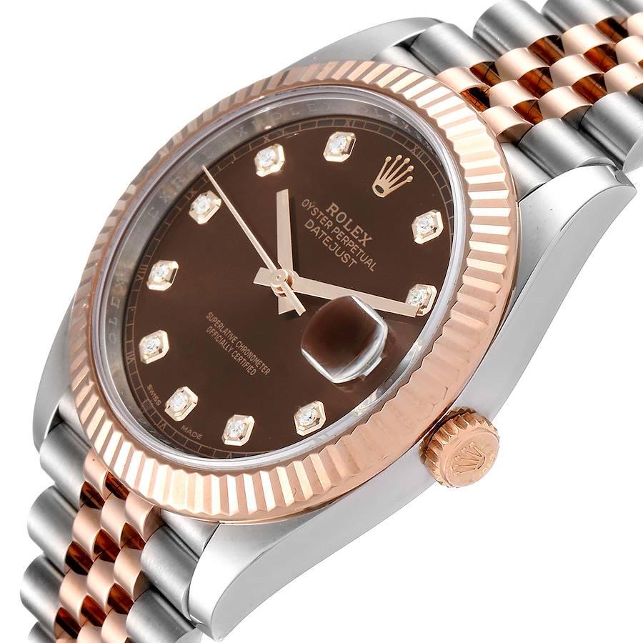 Rolex Datejust 41 Steel Everose Gold Chocolate Diamond Dial Watch 126331 For Sale 1