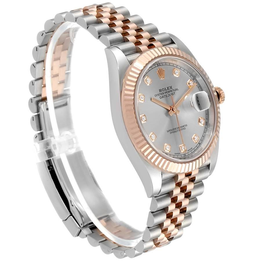 Rolex Datejust 41 Steel Everose Gold Diamond Dial Men's Watch 126331 In Excellent Condition In Atlanta, GA