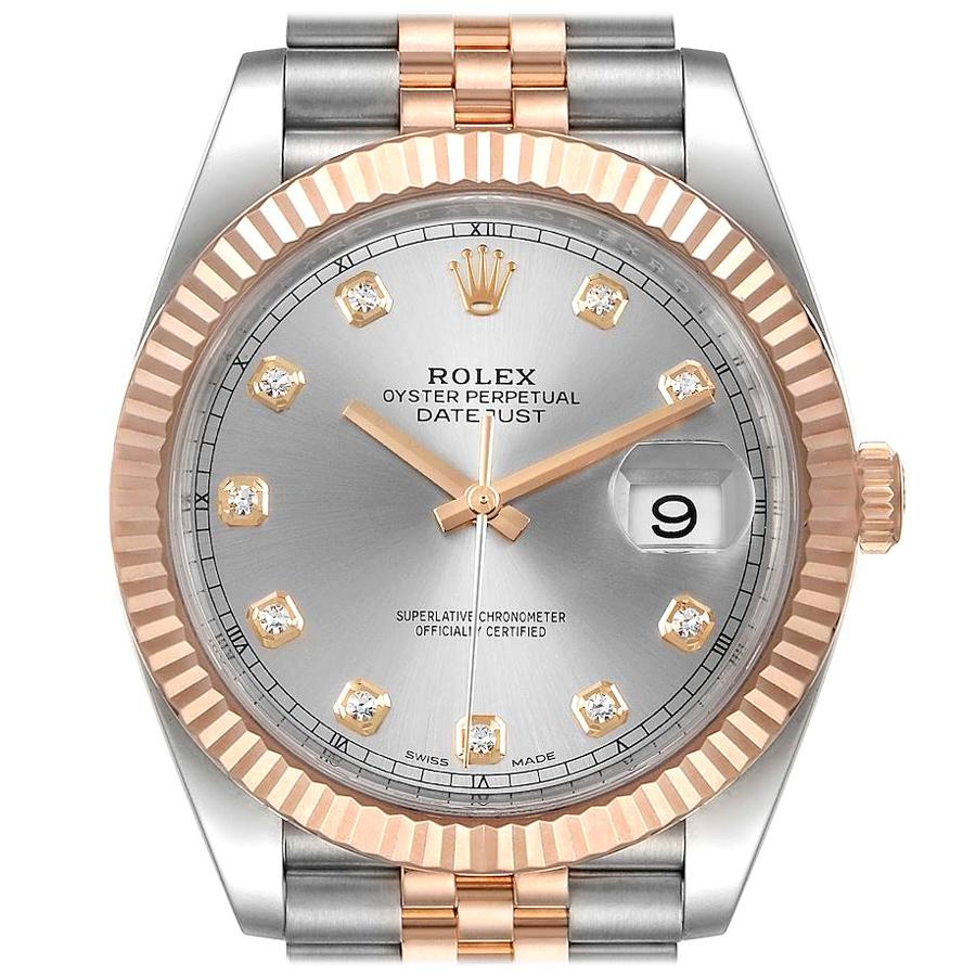 Rolex Datejust 41 Steel Everose Gold Diamond Dial Men's Watch 126331