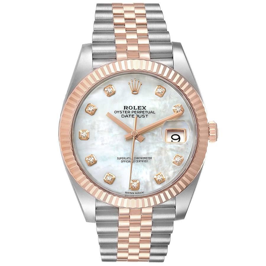 Rolex Datejust 41 Steel Everose Gold Diamond Dial Watch 126331 Box Card For  Sale at 1stDibs