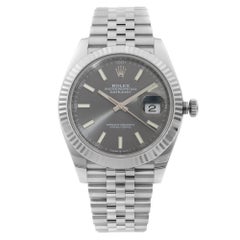 Used Rolex Datejust 41 Steel Gold Bezel Jubilee Band Rhodium Dial Men Watch 126334