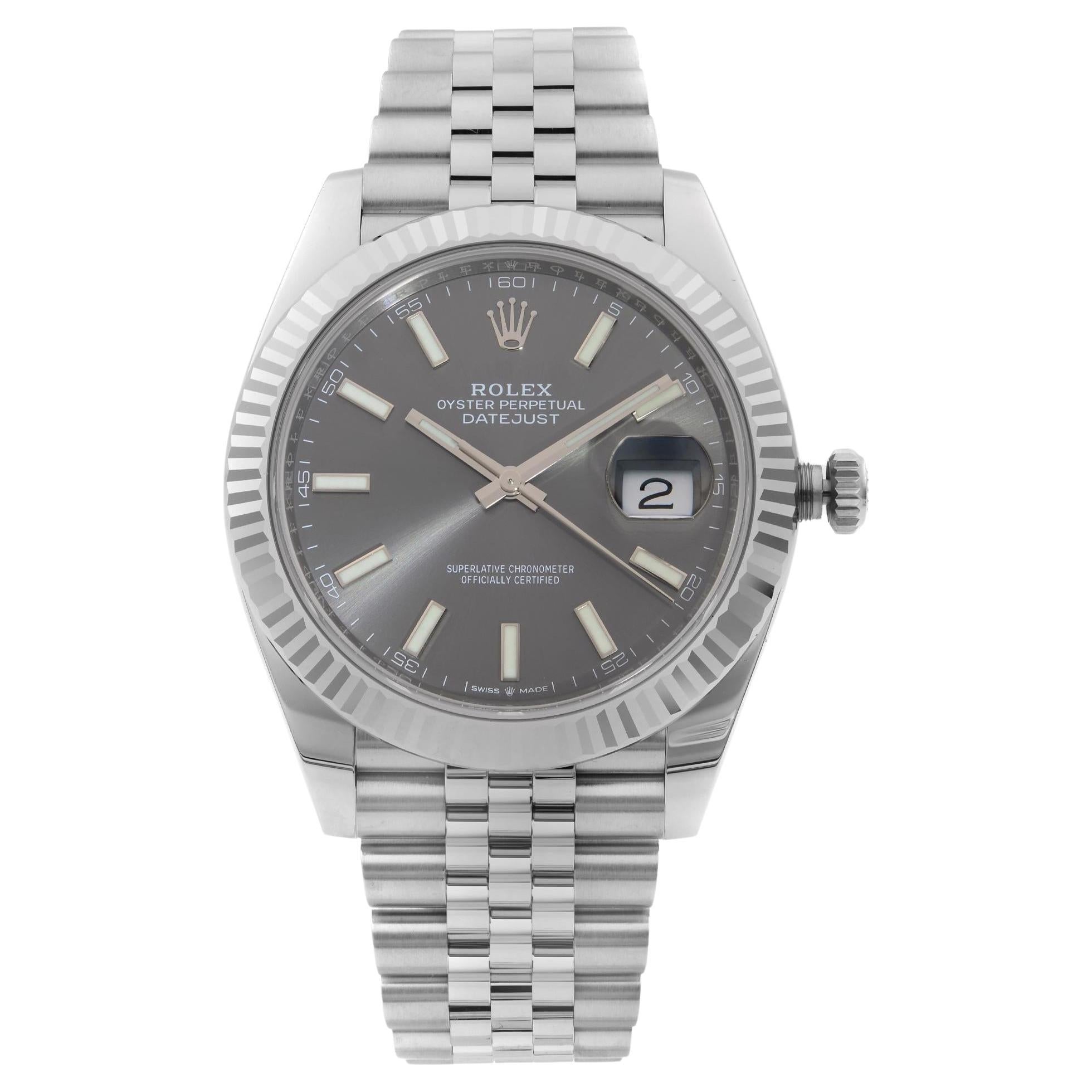 Rolex Montre Datejust 41 en acier avec lunette en or et cadran en rhodium Jubilee 126334