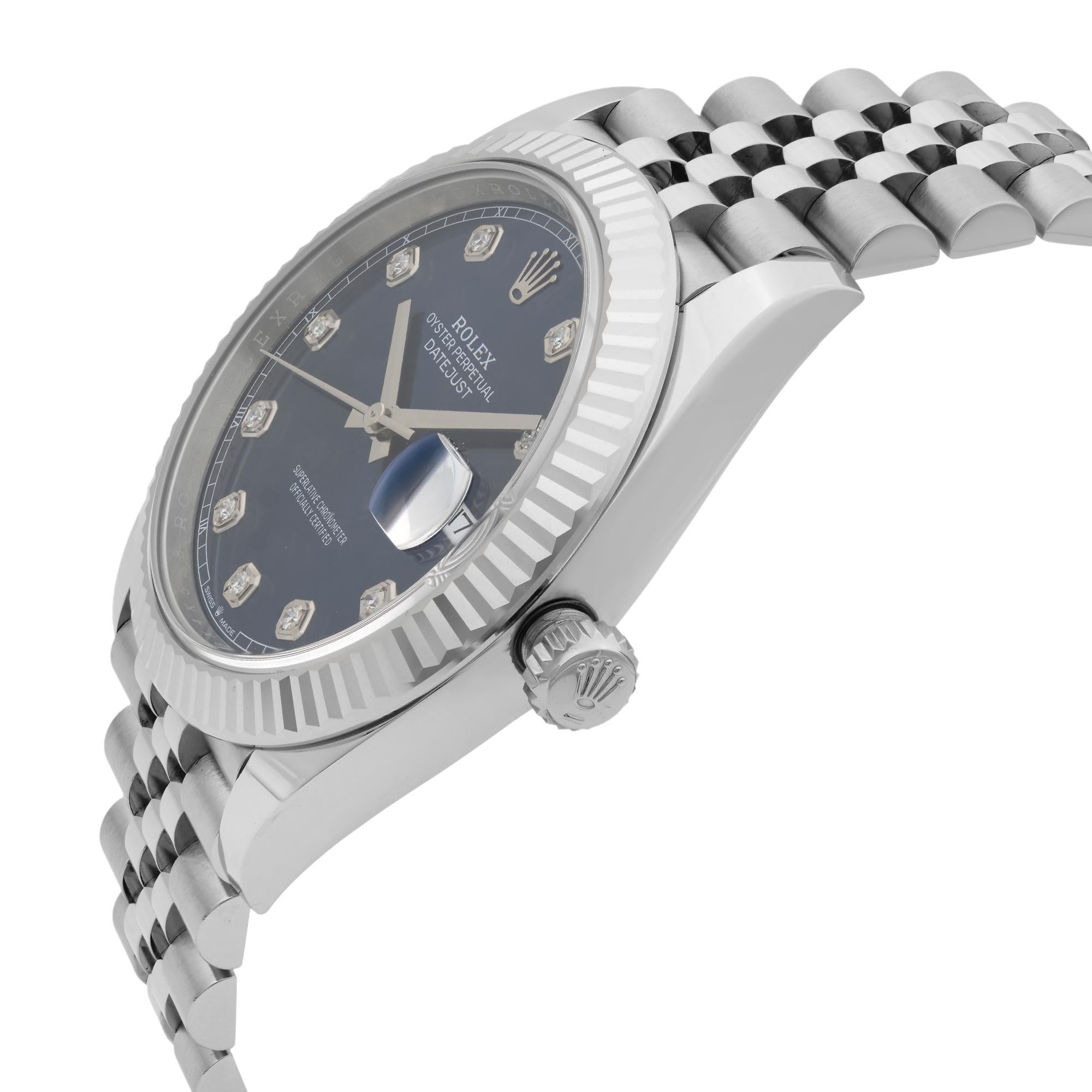 Rolex Datejust 41 Steel Gold Blue Diamond Dial Automatic Men's Watch 126334 For Sale 1