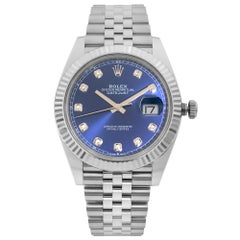 Rolex Datejust 41 Steel Gold Blue Diamond Dial Automatic Men's Watch 126334