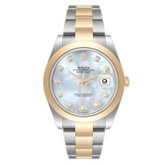 Rolex Datejust 41 Steel Gold Mother Of Pearl Diamond Dial Mens Watch 126303