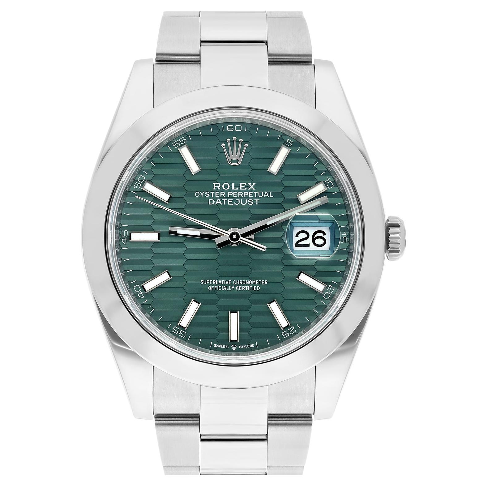 Rolex Datejust 41 Stahl grün Motiv Index Zifferblatt Herren Oyster Uhr ungetragen 126300