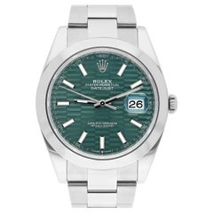 Rolex Datejust 41 Acero Esfera Indice Motivo Verde Reloj Oyster Caballero Sin Usar 126300