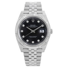 Rolex Datejust 41 Steel Jubilee Black Diamond Dial Automatic Mens Watch 126334