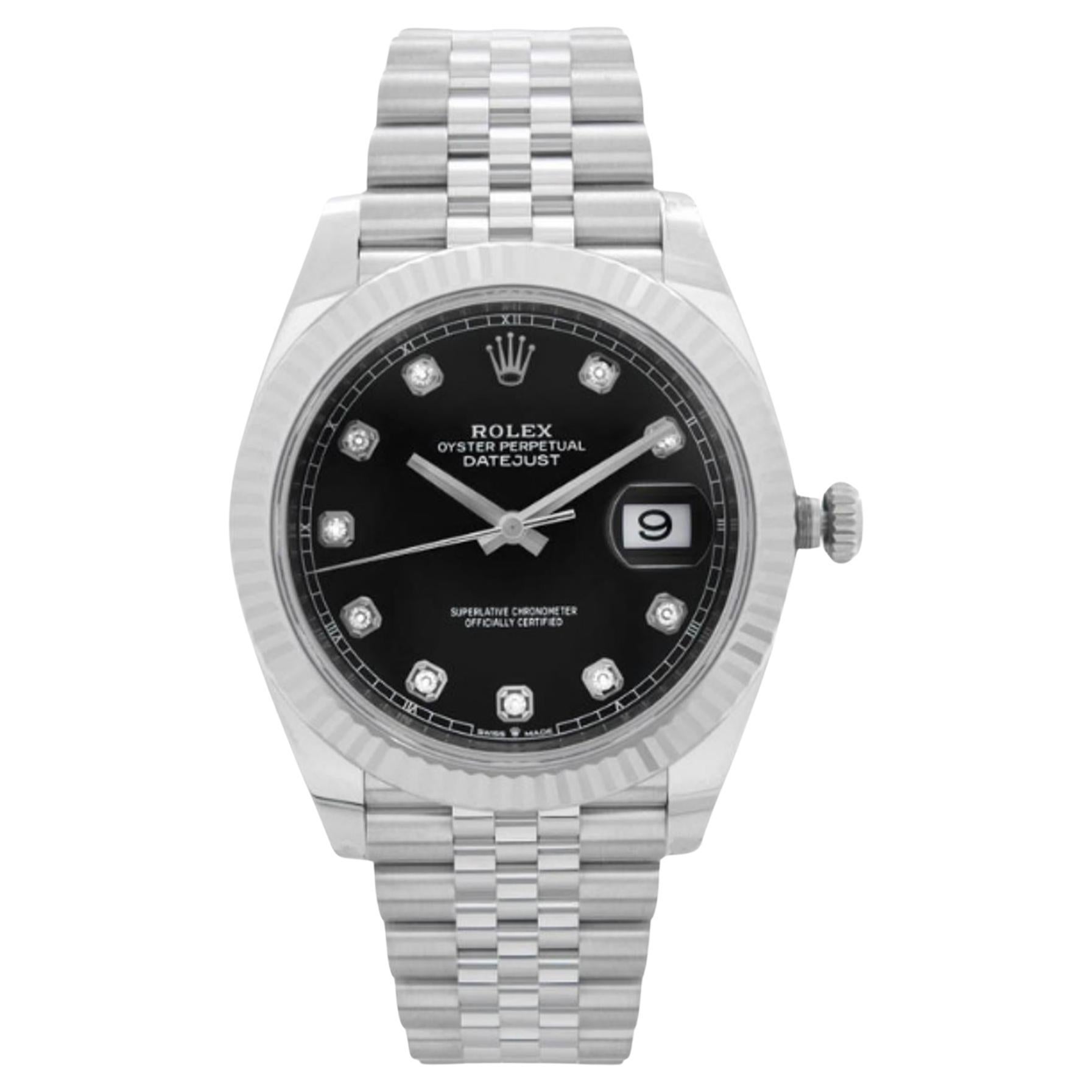 Rolex Datejust 41 Steel Jubilee Black Diamond Dial Automatic Mens Watch 126334
