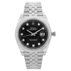 Rolex Datejust 41 Steel Jubilee Black Diamond Dial Automatic Mens Watch 126334