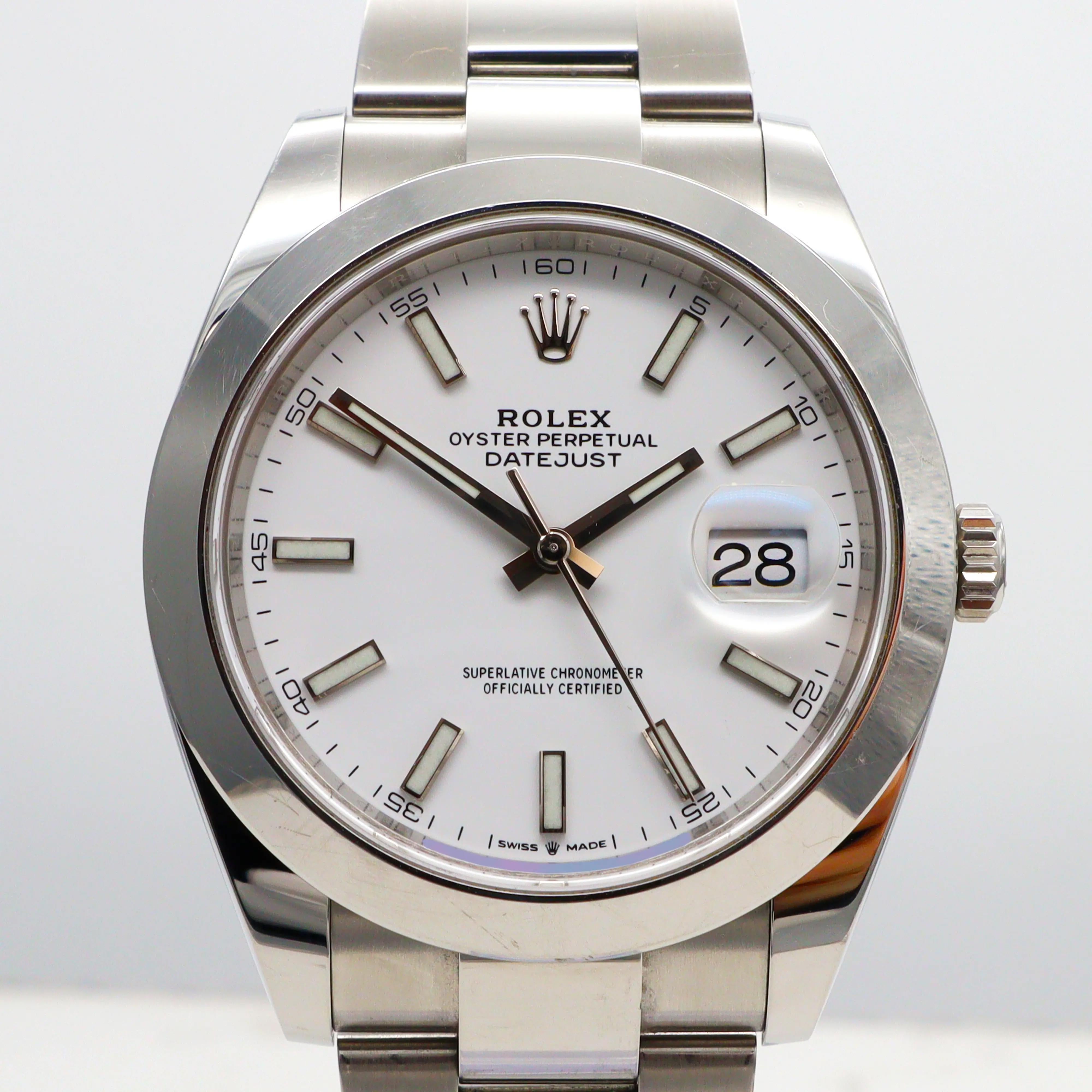 Rolex Datejust 41 Steel Oyster Band White Dial Automatic Mens Watch 126300 For Sale 3