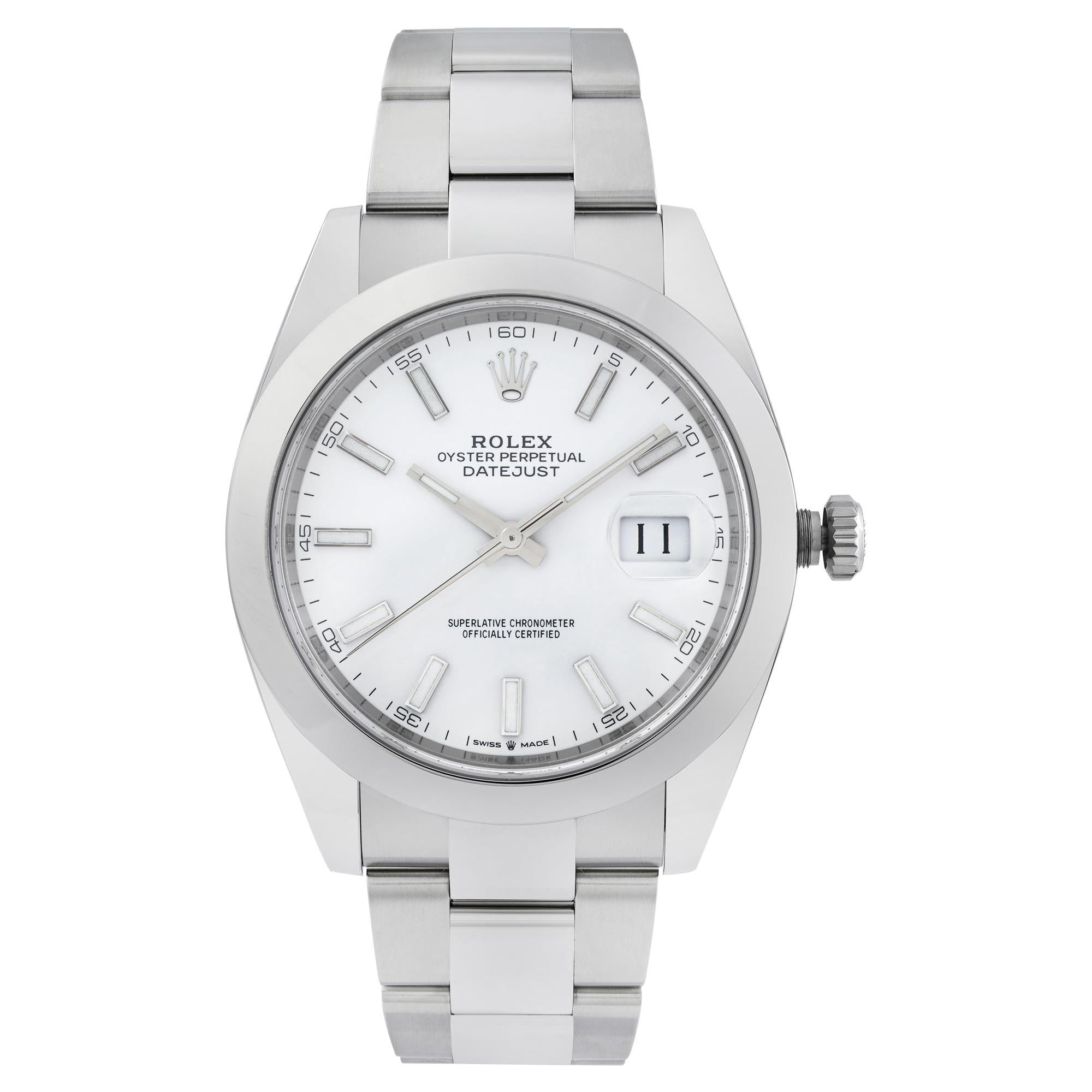 Rolex Datejust 41 Steel Oyster Band White Dial Automatic Men's Watch 126300