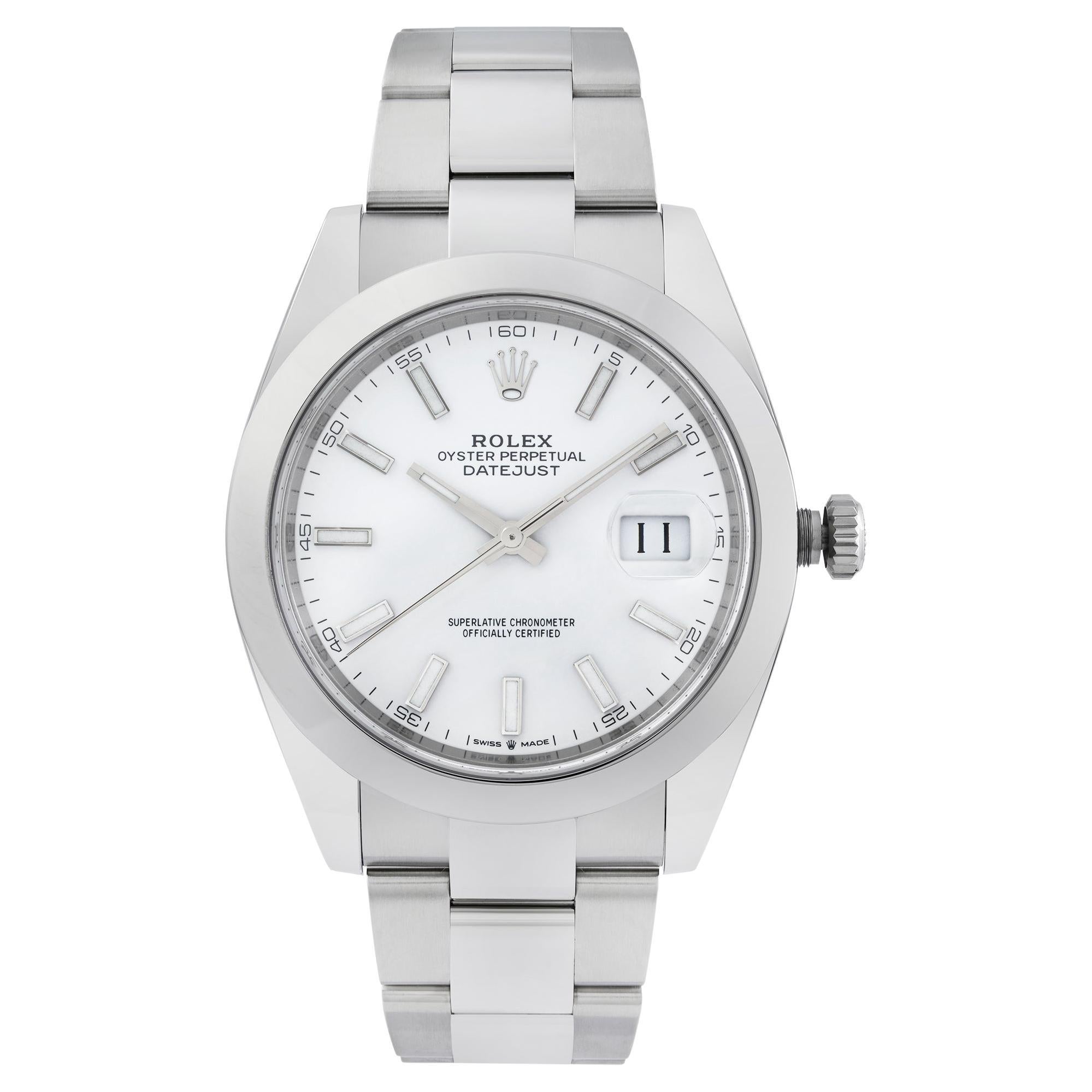 Rolex Datejust 41 Steel Oyster Band White Dial Automatic Mens Watch 126300 For Sale