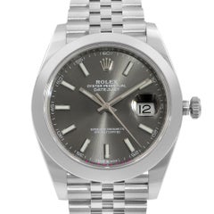 Rolex Datejust 41 Steel Rhodium Index Dial Smooth Jubilee Automatic Watch 126300