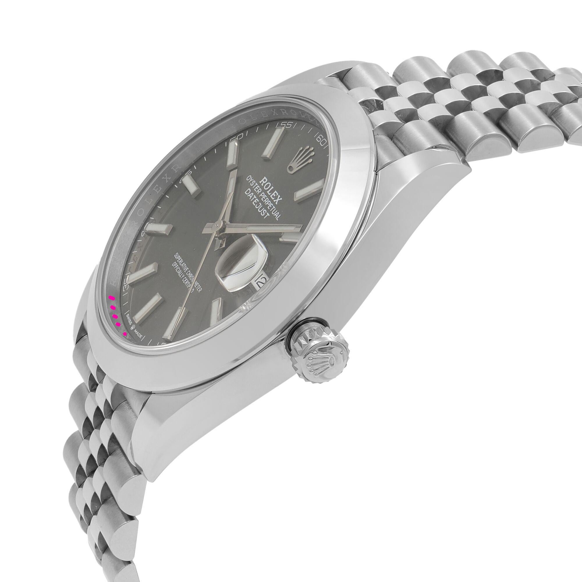 Rolex Datejust 41 Orologio automatico in acciaio rodiato con quadrante liscio 126300 In condizioni Nuovo in vendita a New York, NY