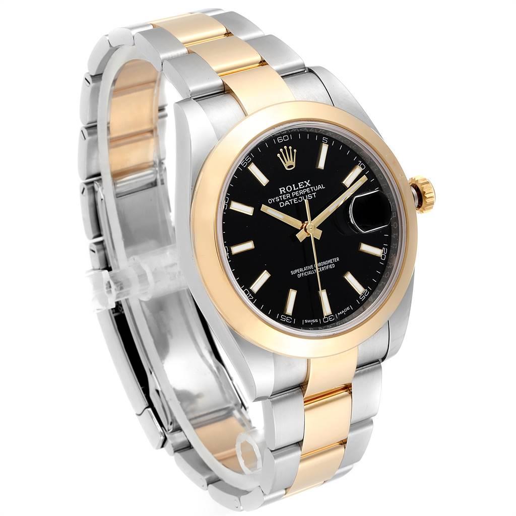 Rolex Datejust 41 Steel Rose Gold Black Dial Men's Watch 126303 Box Card In Excellent Condition In Atlanta, GA