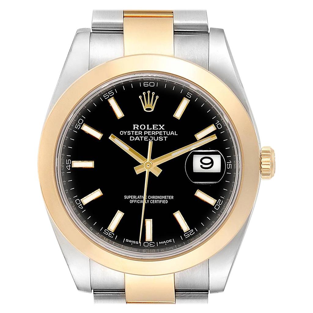 Rolex Datejust 41 Steel Rose Gold Black Dial Men's Watch 126303 Box Card